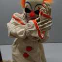 Halloween Animatronic Sitting Clown, Halloween Animated Decorations with Sound Activated, Creepy Sound, Light Up Eyes, Scary Move, Haunted House Holiday Spooky Decor Horror Prop, for Indoor Outdoor