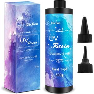 JDiction UV Resin, 500g Upgrade Ultraviolet Epoxy Resin Crystal Clear Hard Glue Solar Cure Sunlight Activated Resin Kit for Handmade Jewelry, DIY Craft Decoration, Casting and Coating