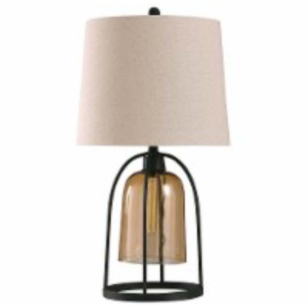 LightingStyleCraft Malvern Industrial Table Lamp - Amber / Black