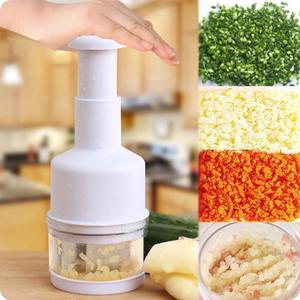 Food Chopper, Mini Garlic Dicer with Stainless Steel Blades, Hand-Press Vegetable Cutter for Onions, Tomatoes, Nuts - Kitchen Helper with Non-Slip Base, Easy to Clean & Save Time (White)