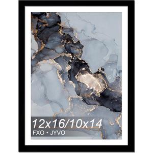 Fxojyvo 12x16 Frame Black, Display Picture 10x14 with Mat or 12 x 16 Without Mat, Wall Hanging Large Picture Frame for Diamond Art Painting 30x40cm - 1 Pack