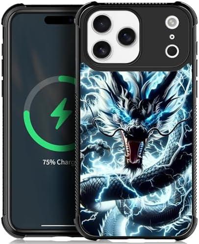 Zeggi for iPhone 17 Pro Max Case with Lightning Dragon Four Corner Airbag Protection Design Soft Silicone Frame Personalized Pattern Case Compatible with iPhone 17 Pro Max for Men