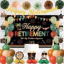 Vlipoeasn Retirement Decorations for Men Women, Colorful Vintage Retirement Party Set with Backdrop Banner Honeycomb Centerpieces Hanging Swirls, Office Retired Farewell Decor