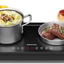 Portable Induction Cooktop 2 Burner, 1800W Double Induction Burner with Touch Control, Timer & Safety Lock, Electric Induction Stove 110V, Cross Line Panel