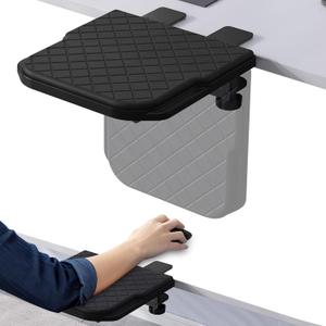 Arm Rest for Desk, 90Foldable Computer Wrist Rest Shelf with Sponge Padding, Clamp on Arm Support, Ergonomic Sturdy Desk Extender for Office & Home, Durable & Easy to Install (All Black)
