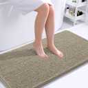 OLANLY Bathroom Runner Rugs 44x24, Soft Absorbent Chenille Bath Rugs, Rubber Backing Quick Dry, Machine Washable Long Bath Mats for Bathroom Floor, Tub and Shower, Home Decor Accessories, Warm Taupe