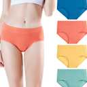 wirarpa Women's Underwear Cotton Mid Waisted Ladies Panties Full Coverage Briefs 4 Pack, S
