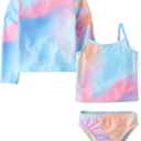 The Children's Place Baby-Girls and Toddler Long Sleeve Rashguard and Tankini Swimsuit, Set (2T, Gulf Blue)