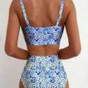 Herseas Women's 2 Piece U Wire Cutout Bikini Sets Floral Print High Waisted Swimsuit 2026 Summer Beach Swim Bathing Suit, Medium