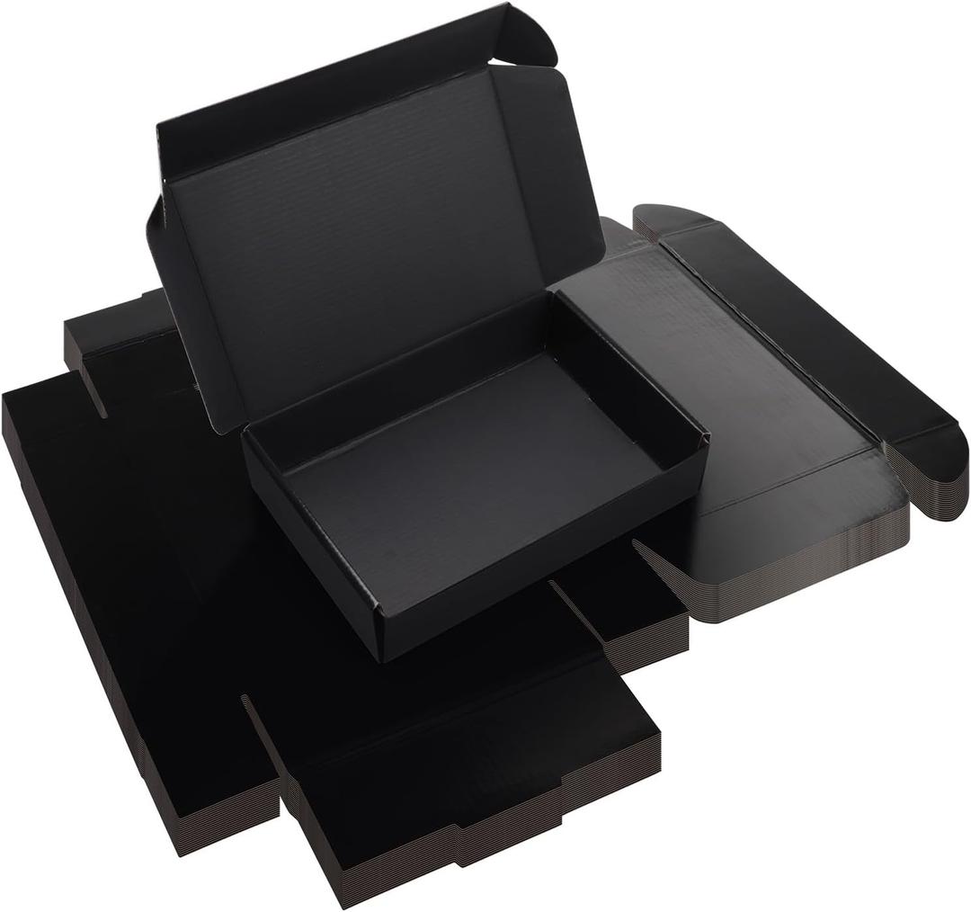 Rempry 9x6x2 Black Shipping Boxes for Small Business 20 Pack, Packaging Cardboard Corrugated Mailer Boxes Gift Boxes for Shipping Mailing