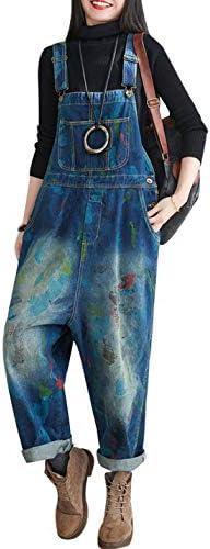 Yeokou Women's Casual Loose Denim Overalls Oversized Baggy Wide Leg Harem Pants (One Size US, Style 23 Blue)