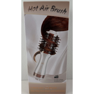 Hair Trends 2 Inch Hot Air 4-In-1 White Hair Dryer Comb Straightener Curler NIB
