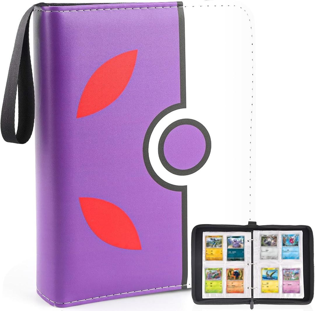 Collectible Trading Card Binder, 400 Pockets Card Holder with 50 Removable Sleeves, Portable Collection Binder Album Book Case Storage, Zipper Card Protective Sleeves for TCG, Sports Card (Master Purple)