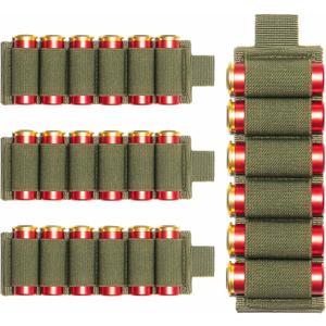 4 Packs 6 Rounds Shotgun Side Saddle Carrier 12/20 Gauge Shotgun Shell Holder Molle Buttstock Shotgun Card with Adhesive Back Sticker