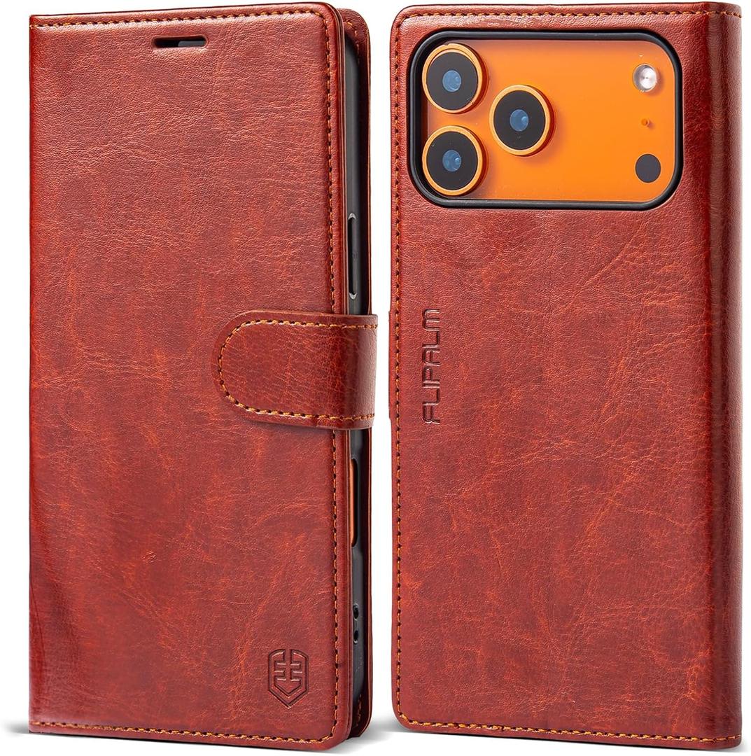 Wallet Case for iPhone 17 Pro Max with Credit Card Holder,PU Leather Folio Flip Kickstand Protective Shockproof Cover for Apple 17 Pro Max Phone Case (Brown, for iPhone 17 Pro Max - 6.9'')