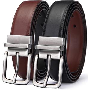 BULLIANT Men's Belt,Reversible Belt Adjustable For Gift Men 1.25”-Cut For Fit-2 Sides in 1 Belt(Not 2)(Black/Light Brown,44"-46" Waist Adjustable)