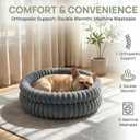 Calming Dog Beds for Small Dogs, Faux Rabbit Fur Round Anti-Anxiety Pet Bed for Kittens & Puppies, Fluffy Puppy Bed with Washable Cushion & Detachable Cover, 20"