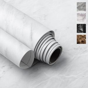 Marble Peel and Stick Wallpaper (24" x 78", White Matte) Self-Adhesive Renter Friendly Contact Paper Removable Waterproof Vinyl Faux Granite Dcor for Furniture Upcycling (24" x 78.7")