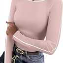 Sampeel Womens Long Sleeve Shirts Basic Going Out Tops Fall Fashion Trendy 2025 Workout Outfits Y2k Clothes, XXL