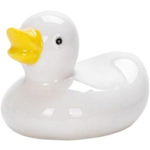 Ceramic Cute Yellow Duck Chopsticks Holder Miniature Cartoon Animal Chopstick Rest Rack for Dinner Spoon Fork Knife Tableware(A,White), 2 Pack