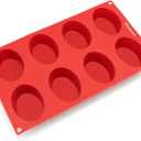 Freshware 8-Cavity Oval Silicone Mold for Soap, Cake, Bread, Cupcake, Cheesecake, Cornbread, Muffin, Brownie, and More
