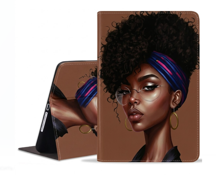 Case for iPad (A16) 11th Generation 11 Inch 2025, iPad 10th Generation 10.9 Inch 2022, Protective Leather Case, Adjustable Stand Auto Wake/Sleep Smart Case, African American Girl