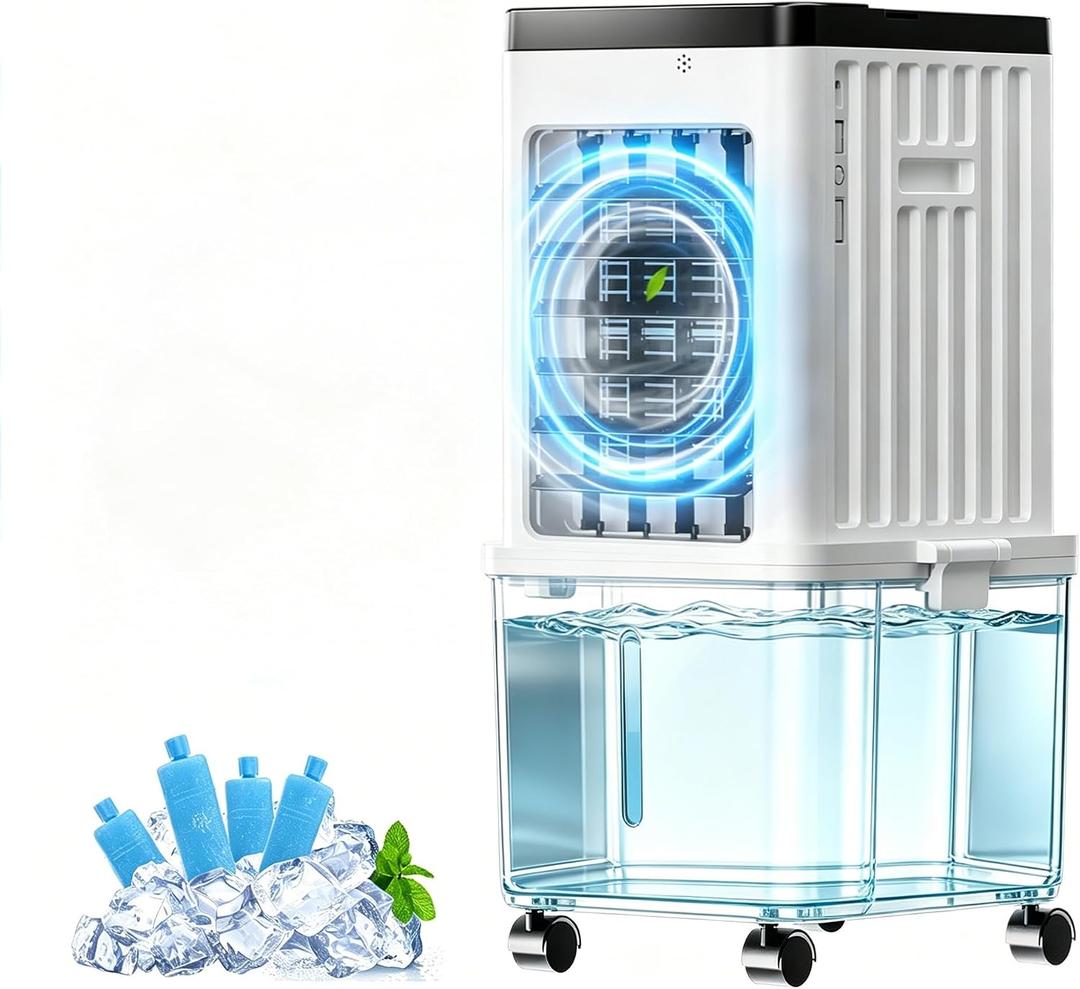 Portable Air Conditioners, 3-in-1 Portable AC Unit with Removable 2.6 Gal Water Tank, Dehumidifier & Fan,Evaporative Air Cooler Windowless with 3 Wind Speeds Swamp Cooler for Bedroom Office Garage