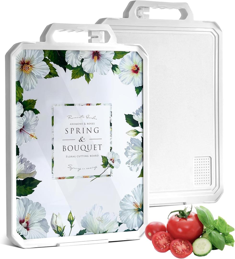 2-in-1Tempered Glass Cutting Board for Kitchen Standable Tempered Glass for Kitchen Counter + Food-Grade PP | Built-in Knife Sharpener & Anti-Spill Groove | Non-Slip, Easy to Clean 1712