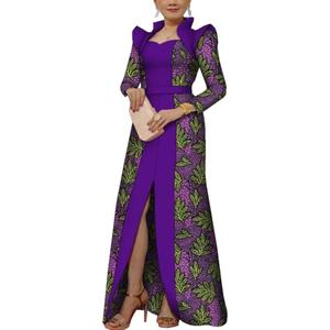 African Clothing for Women Long Sleeve Dashiki Maxi Long Dresses Party Wedding Wear Fashion Lady Robe African Dresses (Medium, 24fs1431)