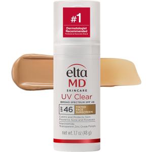 EltaMD UV Clear Face Sunscreen with Zinc Oxide, Oil-Free, SPF 46 and SPF 50 Calms and Protects Acne-Prone Skin and Rosacea, No White Cast, Dermatologist Recommended