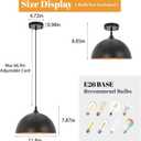 Industrial Pendant Light Fixtures,11.8" Black Dome Pendant Lights,Adjustable Vintage Hanging Lamp for Kitchen Island Restaurant Bar Cafe Dining Room Sink,3 Pack