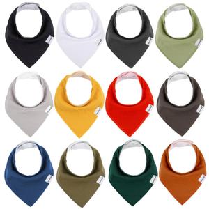 Baby Bandana Drool Bibs for Boys Girls,Super Absorbent Triangle Baby Bibs for Drooling and Teething,100% Cotton Soft for Infant,Newborn 12Pack (Classic Set)