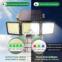 Solar Outdoor Lights Motion Sensor, 2500LM 286 LED Security Flood Lights with Visual Battery & Mode Display, 3 Lighting Modes, IP65 Waterproof 3-Head Wide Angle for Garage, Yard, Patio (2 Pack)