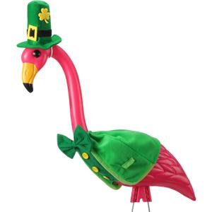 St Patrick's Day Flamingo Outfits Porch Flamingo Costume Green Clover Statue Clothes Irish Yard Ornaments for Outdoor Lawn Garden Decor Statue Not Included(St Patrick's Day)