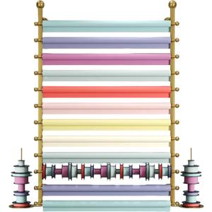 Wrapping Paper Wall Rack, 12-Layer Wrap Organizer Storage, Wall Mount Ribbon Dispenser Holder Wrapping Station Display Racks for Craft Room Flower Shop (Golden) (31.5x7.9x47.2in)