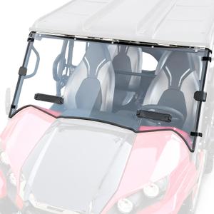 Front Full Windshield for Kawasaki Teryx 800 / Teryx4 800 2016-2025, 1/5" Clear Scratch Resistant Polycarbonate Durable Hard Coat Vented Windscreen, 95% Light Transmittance, UTV Accessories