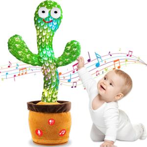 Dancing Talking Cactus Toy (Adjustable Volume) for Baby Toddler Boys Girls Gifts, Singing Cactus Mimicking Toy Recording Repeating What You Say Cactus Baby Toy (Non-rechargeable&Volume Adjustable)