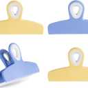 COOK WITH COLOR Bag Clips - Heavy Duty Chip Clip and Refrigerator Magnet Clips for Food Storage with Air Tight Seal Grip, Yellow and Blue, Pack of 4 Large Clips