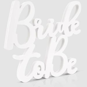 Bridal Shower Decorations Bride to Be Sign for Batcholette Party Table Centerpieces Wedding Wooden Photo Booth Props for Wedding Party Decorations Supplies (White)