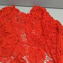 Women's Summer Short Sleeve Crochet Shrug Tie Front Open Knit Cropped Cardigan Lightweight Bolero Sweater Cover Up (True Red, X-Large)