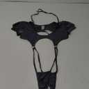 EROTAY Sexy Lingerie Set for Women Crisscross Longline Babydoll Bodysuit Halter One Piece with a pair of Stockings Grey L