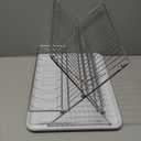 Youeon Foldable Dish Drying Rack with Drip Tray, Stainless Steel 2 Tier Dish Drainer Rack, Collapsible Dish Drainer, Folding Dish Rack for Kitchen Sink, Countertop, Cutlery, Plates, Dishes