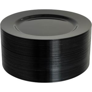 100Pcs Black Plastic Plates 7.5 Inch, Black Disposable Heavy Duty Dessert Plates, Round Salad Plates for Wedding Party
