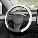 Frani Nappa Leather Steering Wheel Cover, Universal Fit 15 Inch-Premium Non-Slip Breathable Comfort Grip for Cars Trucks SUVs, Anti-Slip Durable Interior Upgrade White