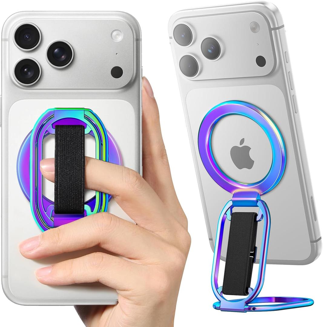 [2025 Upgraded] SUPERONE for MagSafe Phone Grip for MagSafe Kickstand Compatible with Mag Safe Finger Loop, 4-in-1 Phone Ring Holder Strap for iPhone 17/16/15/14/13 Series and Mag Safe Case - Colorful