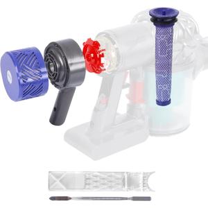 Motor Rear Cover + Pre&Post HEPA Filter Set Compatible with Dyson V6 DC58 DC59 DC62 DC72 DC74 SV03 SV04 SV05 SV06 SV07 SV08 SV09 Vacuum Cleaner Upgrade Filter Replacement Parts (Grey)