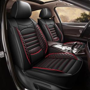 Seat Covers for Toyota Corolla 2014-2019 Car Seat Covers Full Set 5 Seats Waterproof Faux Leather Car Seat Cushion Protector Compatible Airbag (Black & Red)
