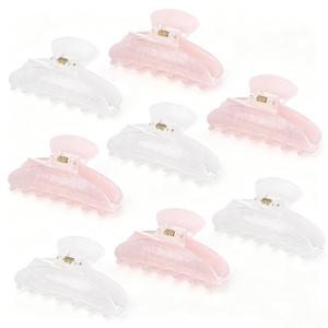 8 Pcs Large Acrylic Hair Claw Clips for Women Non slip Strong Hold Clamps for Thick and Thin Hair (French,Pink,White)