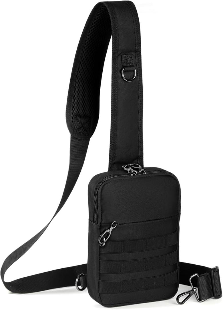 Anti Theft Sling Bag Tactical Small Shoulder Chest Crossbody Bag for Men Women with Zipper Lock RFID Blocking