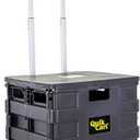 dbest products Quik Cart Sport Collapsible Rolling Crate on Wheels for Teachers Tote Basket 80 lbs Capacity, Made from Heavy Duty Plastic Used as a Seat, Black, Compact
